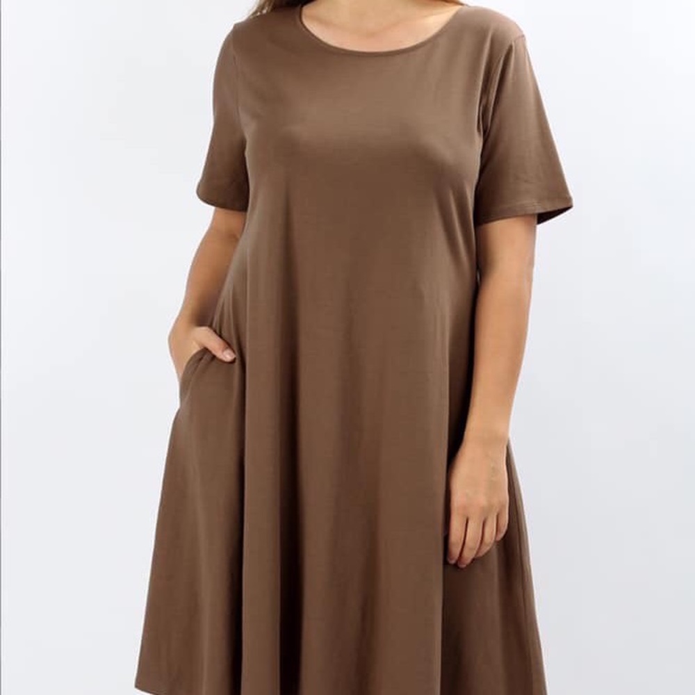 Swoop Neck Dress with Pockets